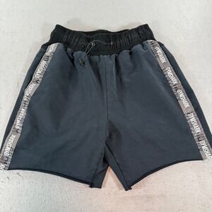 Gymshark Mens‎ Athletic Shorts Logo Tape Drawstring Black Gray Medium